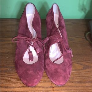 Kate Spade suede burgundy high heels.